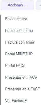 Acciones presentar factura