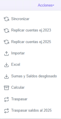 Botón de acciones desplegable.