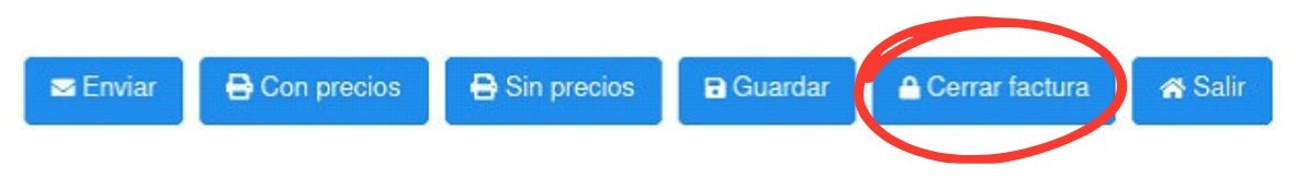 Botón cerrar factura