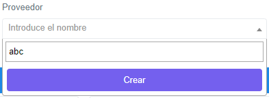Proveedor indicado no creado, crear proveedor