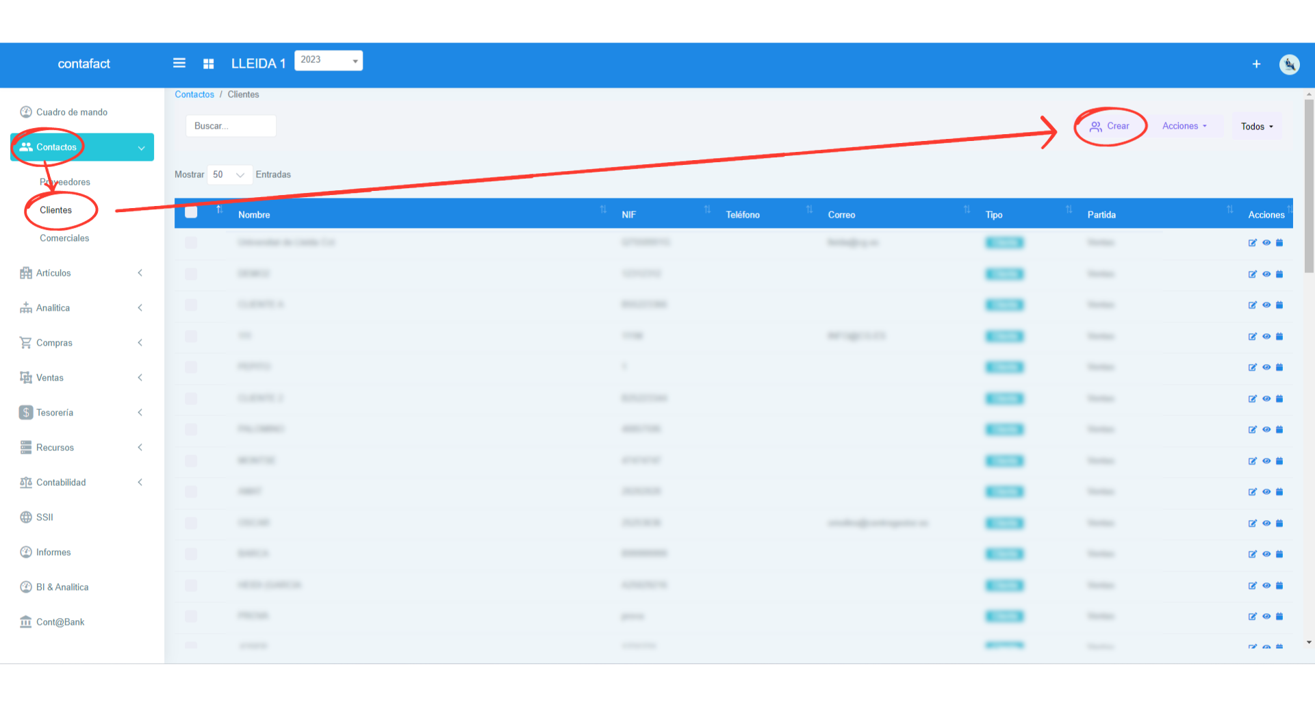Señalización gráfica de como crear un cliente