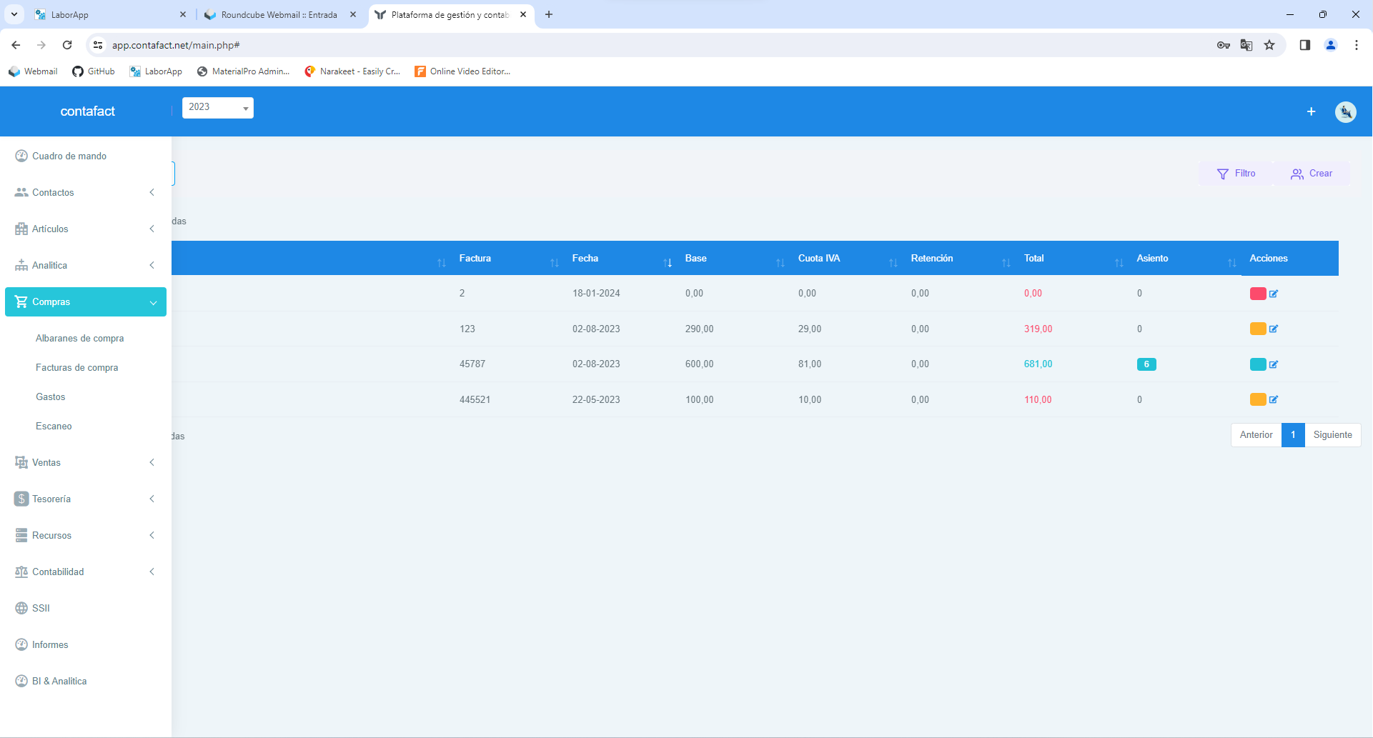 Señalización gráfica de como crear una factura de compra
