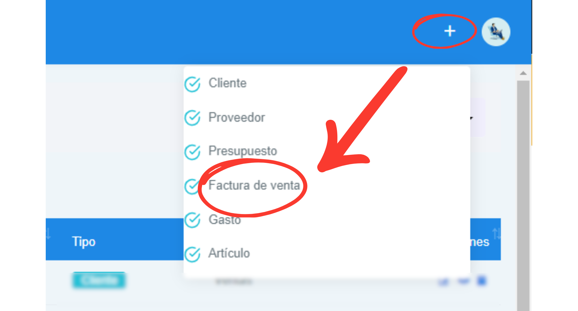 Señalización gráfica 2 de como crear una factura electrónica