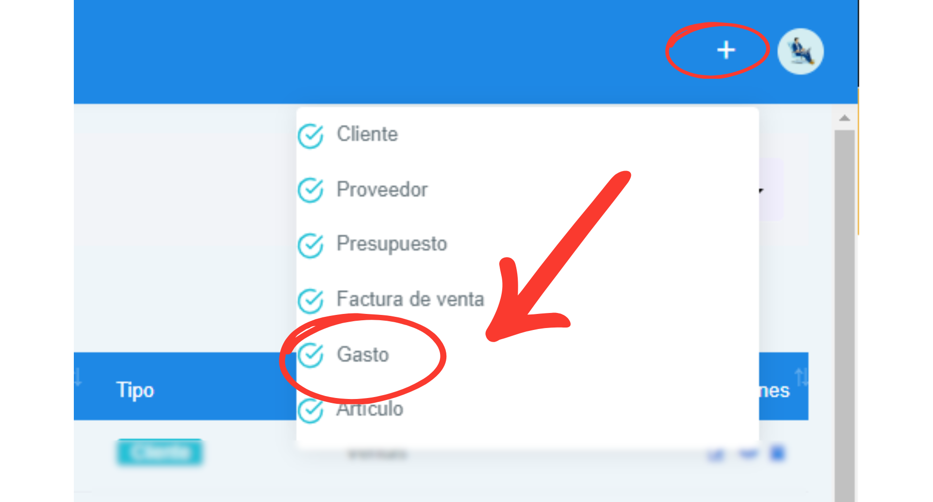 Señalización gráfica 2 de como crear un gasto