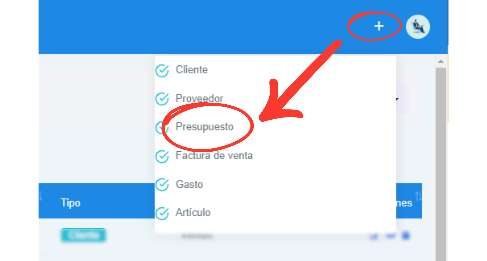 Señalización gráfica 2 de como crear un presupuesto