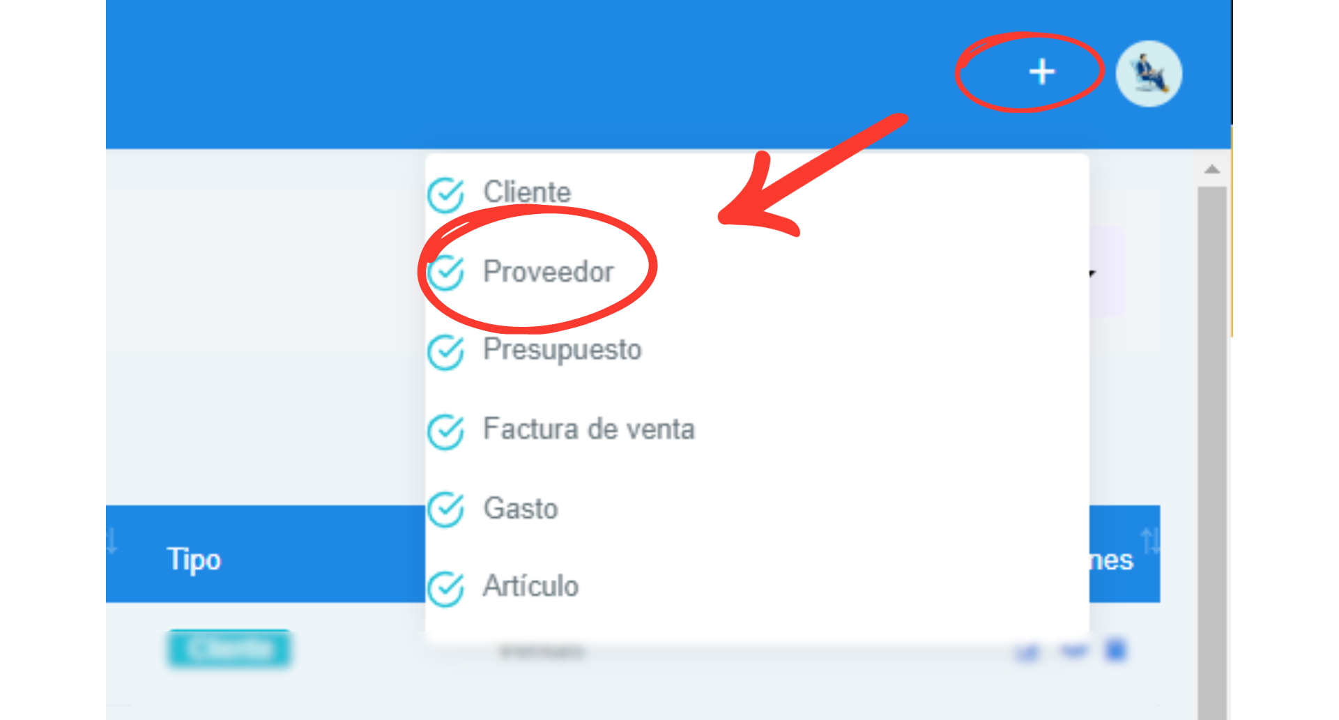 Señalización gráfica de como crear un proveedor