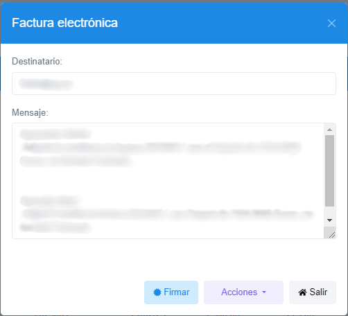 Ventana presentar factura