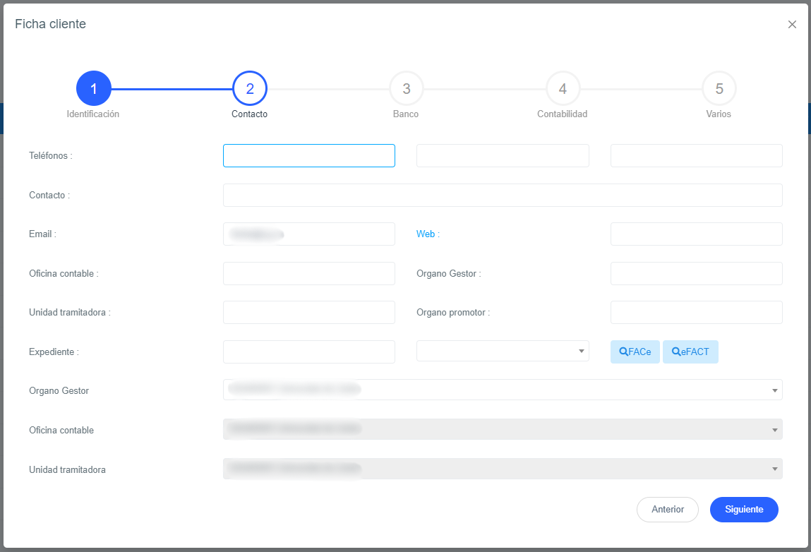 Paso 2 ficha Cliente. Datos DIR3
