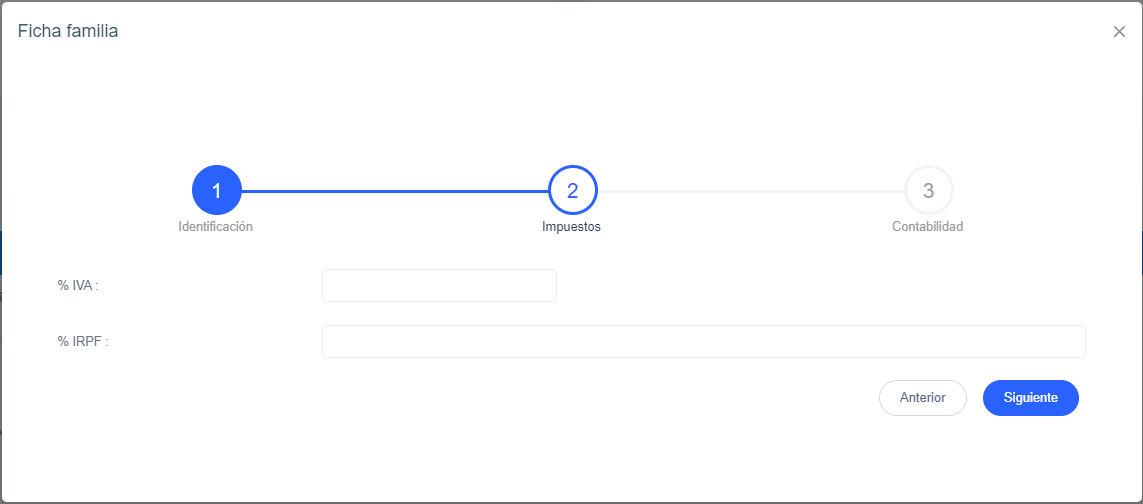 Paso 2 de la ficha Família