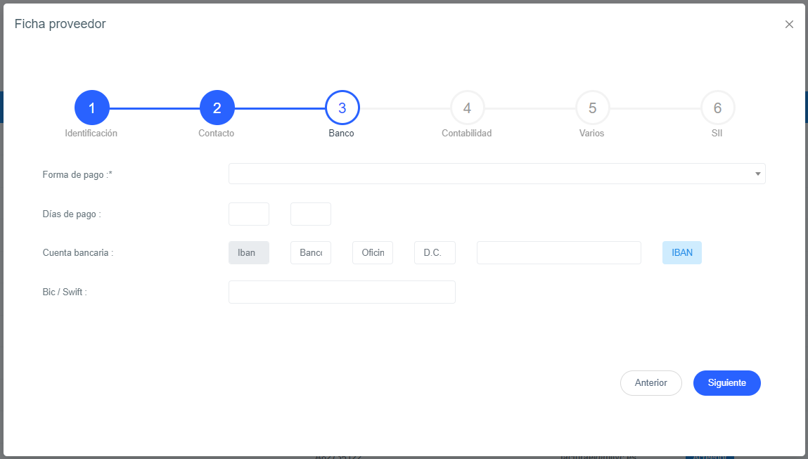 Paso 3 de la ficha de Proveedor