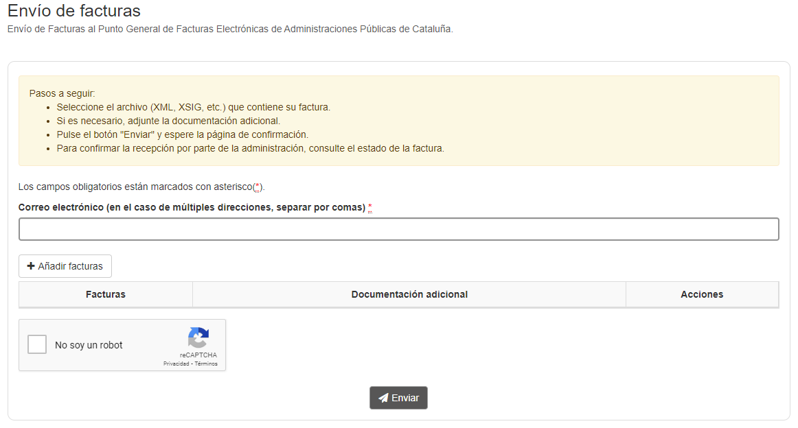 Interfaz 2 página web de eFACT
