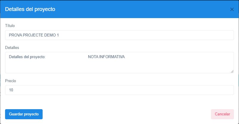 Detalles del proyecto.