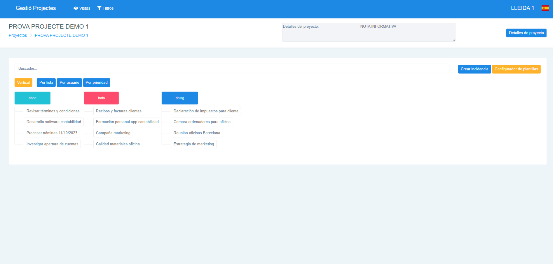 Pantalla Organigrama