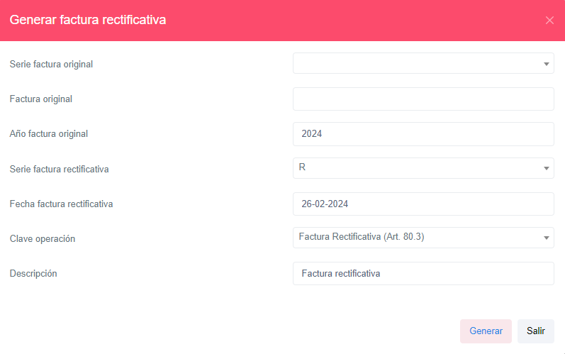 Generar Factura Rectificativa