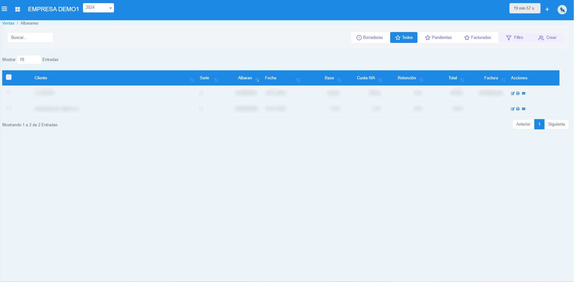 Información Albaranes de Venta