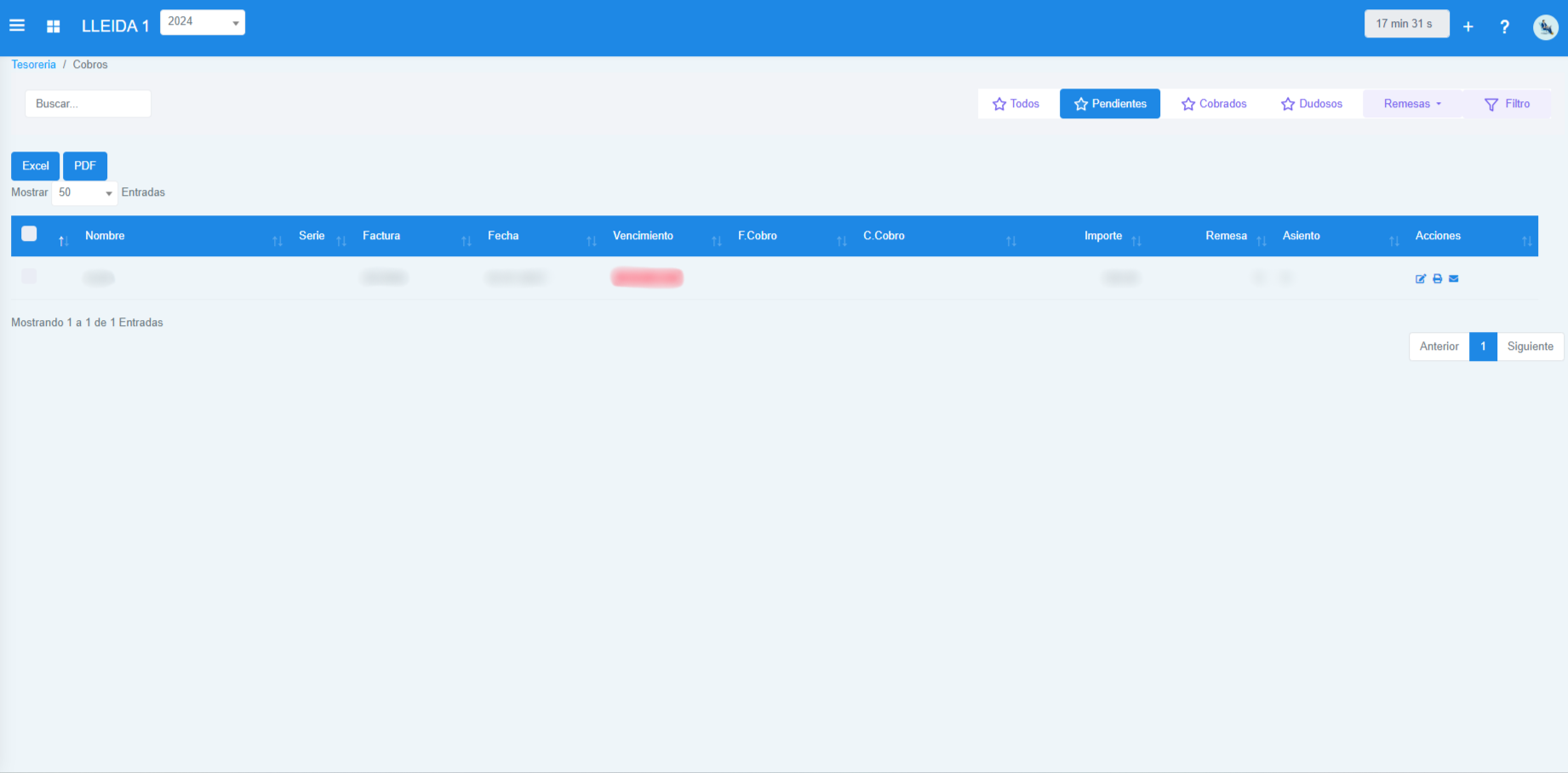 Información sobre los cobros.