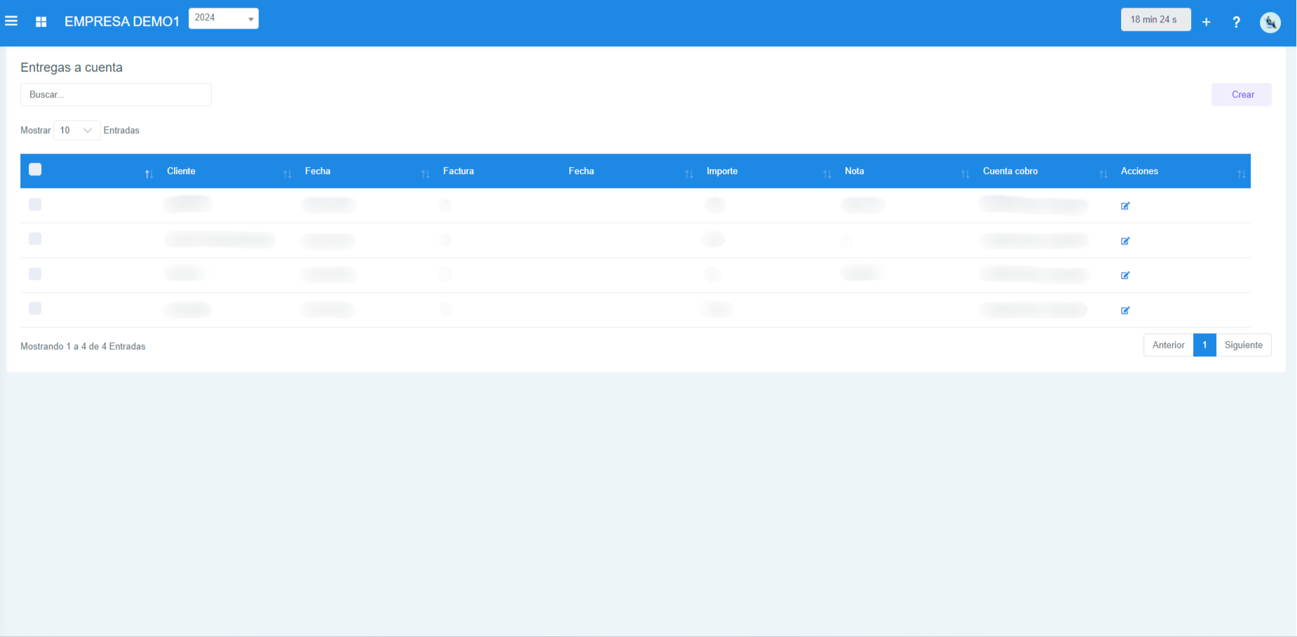 Información sobre las entregas.