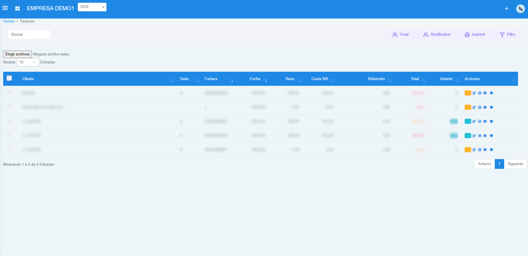 Información de Facturas de Venta