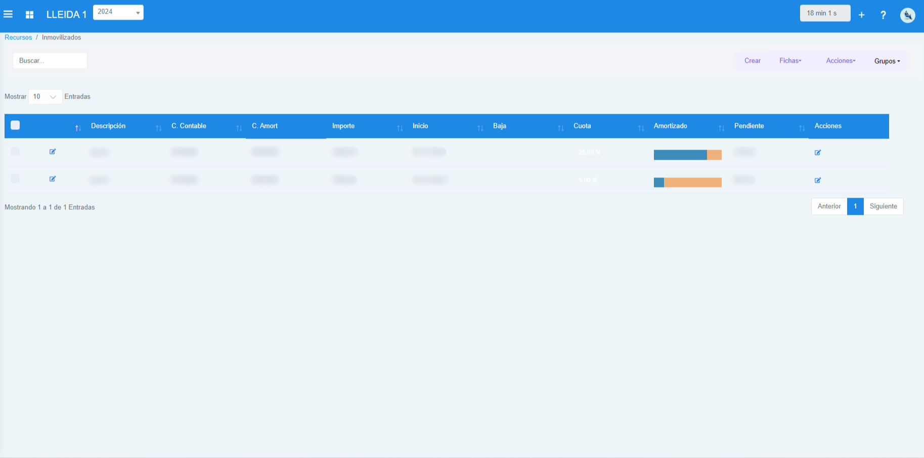 Información sobre los inmovilizados.