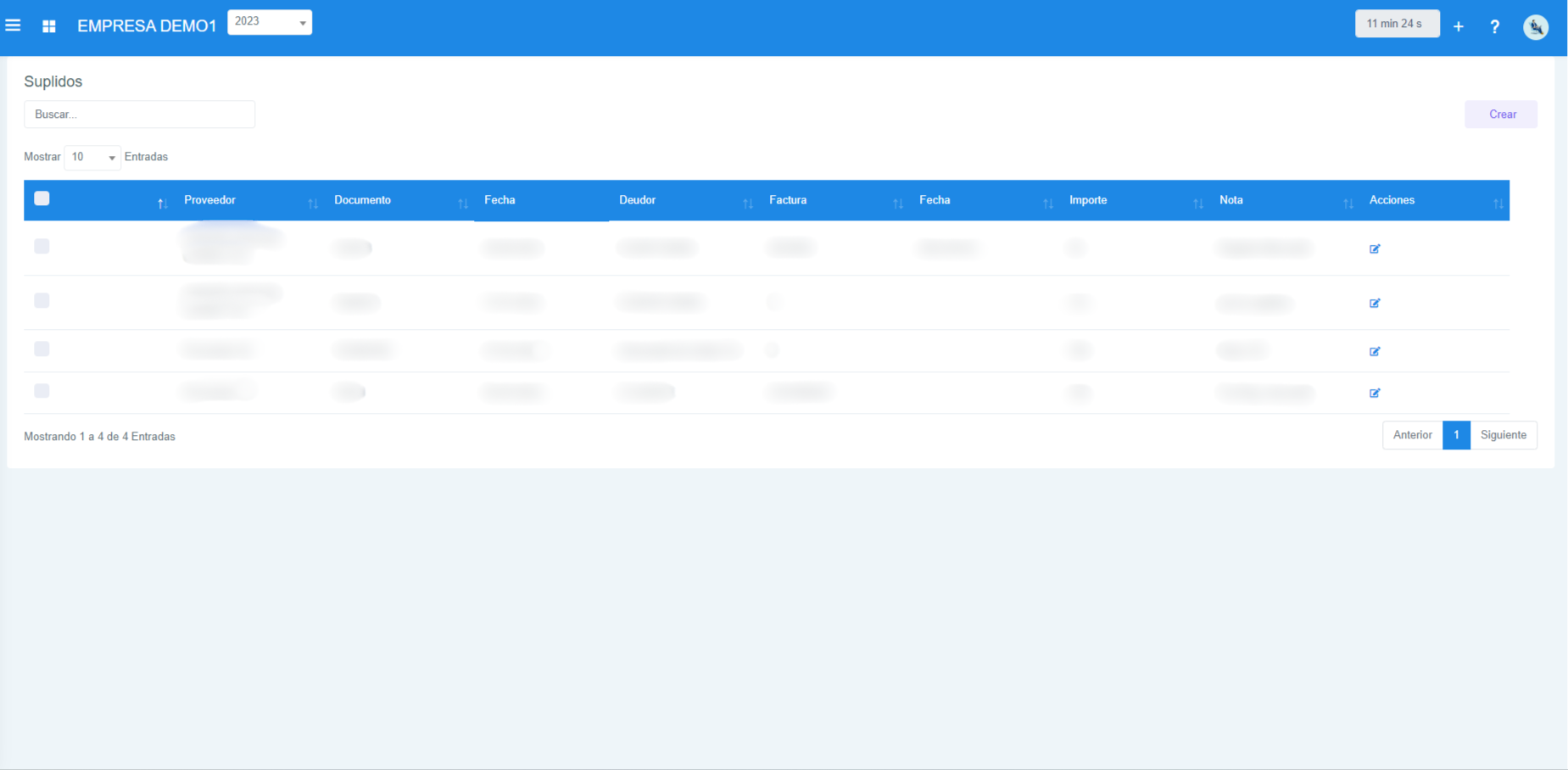 Información Suplidos