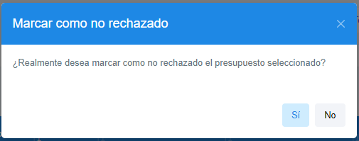 Ventana de no rechazar presupuesto