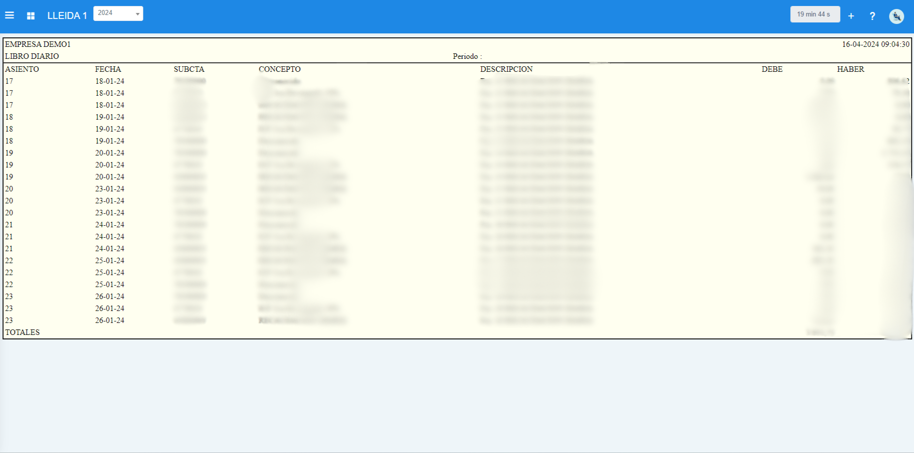 Información sobre el libro diario.